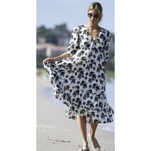 Dress Addict Love Dress White & Black Floral Midi Size Small EUC